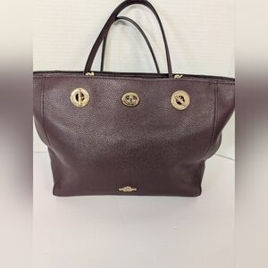 Coach Dark Bordeux Leather Shopper Tote